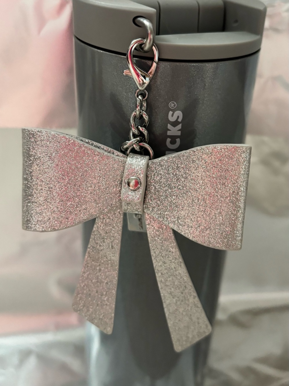 Starbucks Silver Glitter Bow Hot Drink Tumbler